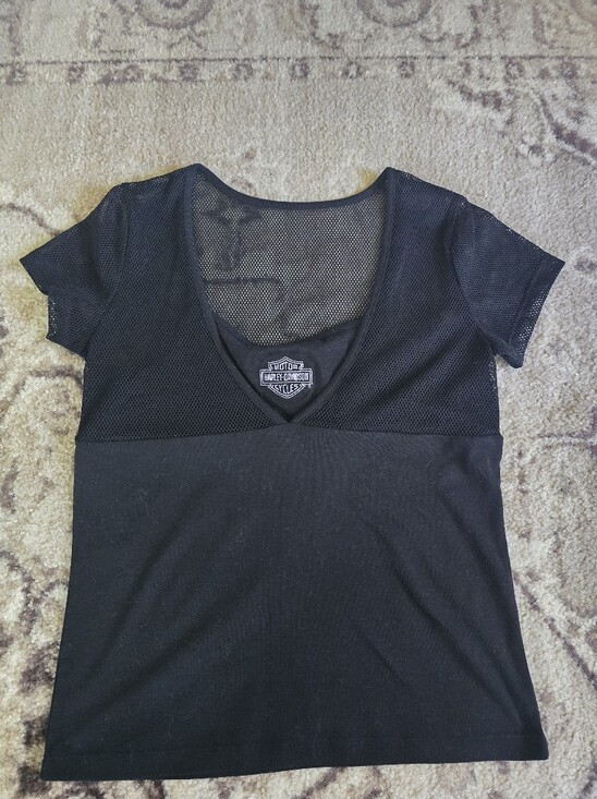 Harley-Davidson Tops - Harley-Davidson Black Mesh V-Neck Short Sleeve Top